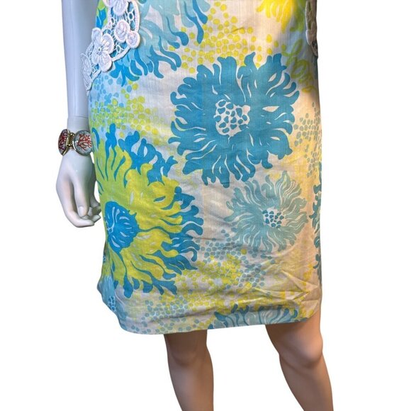 Lilly Pulitzer Originals Shift Dress in Seeing Things Blue Green Floral Print 2 - Picture 2 of 8
